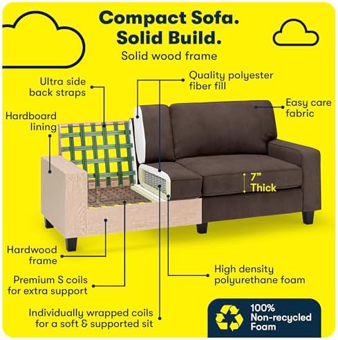 Serta Palisades 78" Track Arm Sofa, Easy Care Polyester, Soft Pillow Back - Image 5