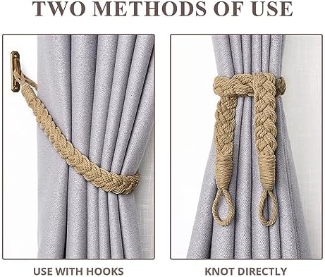 NICEEC 2 Pack Natural Cotton Rope Curtain Tiebacks Elegant Boho Style - Image 5