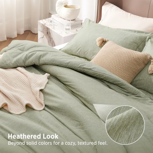 Bedsure Tea Green Oversized King Comforter Set, Soft Cationic Dyed 3 Pcs - Image 3