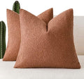Foindtower Decorative Textured Boucle Throw Pillow Cover 16x16 Burnt Orange by Foindtower