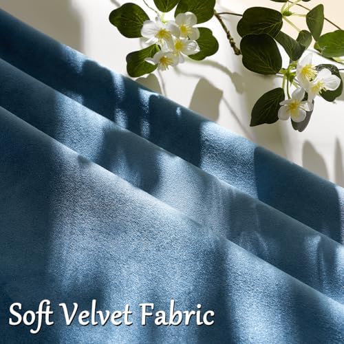 GIGIZAZA Stone Blue Velvet Throw Pillow Covers 16x16 Pack of 2 - Image 5