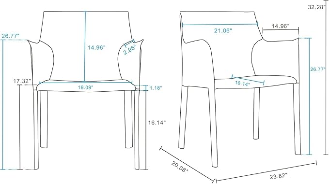 Manhattan Comfort Paris Modern Saddle Leather Dining Chairs, Metal Frame, Comfortable Padded Seat, Fully Assembled Armchair Accent Furniture, Set of 6, Grey