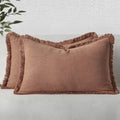 MIULEE Linen Fringe Decorative Fall Lumbar Throw Pillow Covers Brick 12x20 by MIULEE