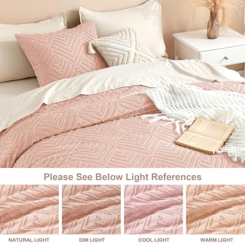 Litanika Full Size Comforter Set, 3 Pieces Blush Tufted Boho Bedding Set - Image 5