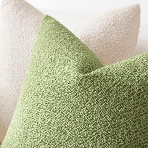 Foindtower Decorative Textured Boucle Throw Pillow Covers 26x26 Lime Green - Image 4