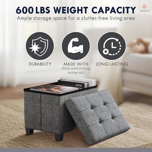 Ornavo Home Small Rectangle Storage Ottoman - Image 3