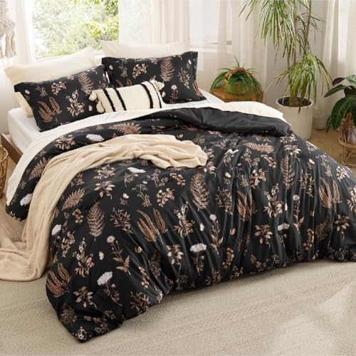 Bedsure Black Floral King Size Comforter, Ultra Soft ＆ Fluffy Bedding 3 Pcs - Image 7
