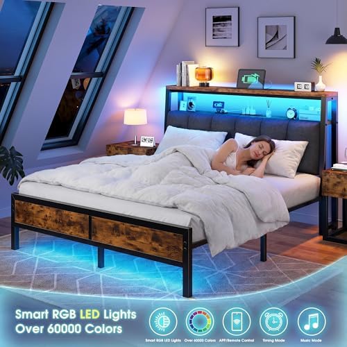 Full Size Bed Frame with Headboard & Charging Station - Image 5