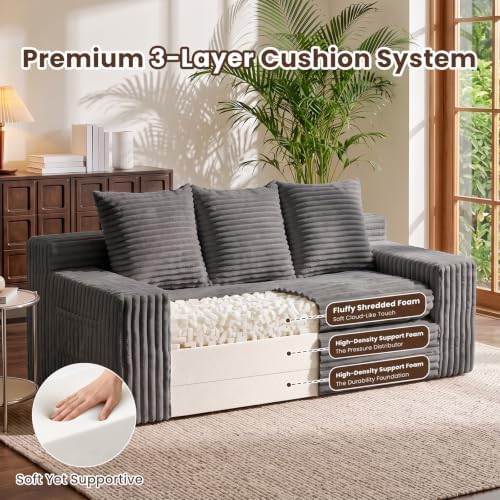 70" Boneless Couch, 4-in-1 Convertible Sofa Bed, 3 Seater Couch, Pull Out Sofa - Image 7