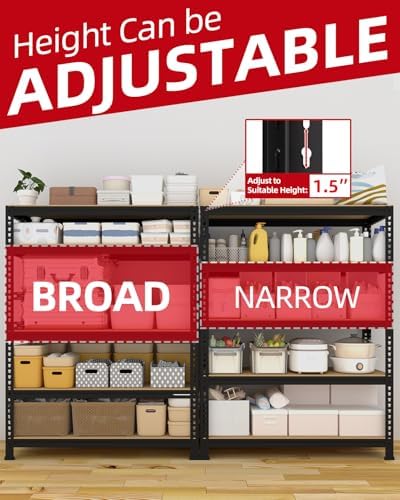 PrimeZone 5-Tier Garage Storage Shelves, Adjustable Metal Shelving - Image 6