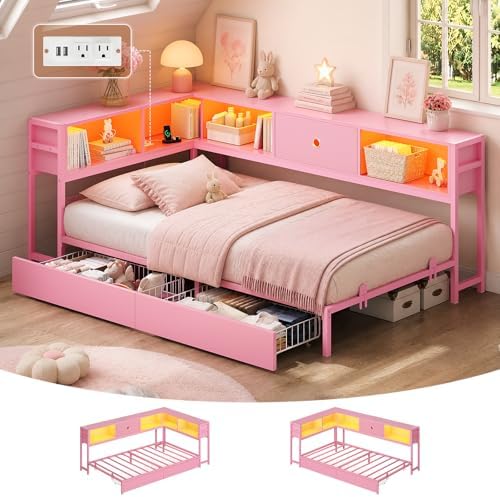 Hasuit Twin XL Corner Bed Frame by Hasuit