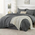 Andency King Comforter Set, 7 Pieces Dark Grey Bedding by Andency