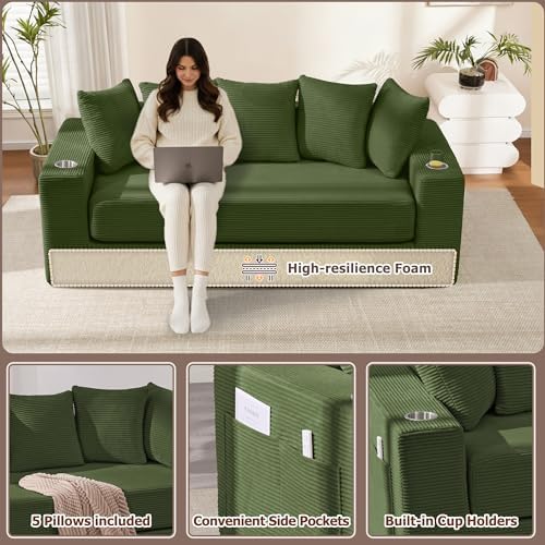 76" Oversized Loveseat Pull Out Sofa, 2 in1 Convertible Loveseat Sofa - Image 4