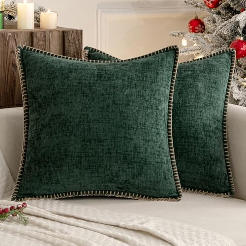 MIULEE Christmas Decorative Couch Throw Pillow Covers 18x18 Dark Green by MIULEE
