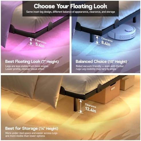 qimamo 7 Inch Floating Full Bed Frame - Image 7