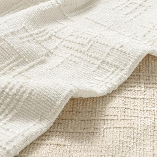 MIULEE Chenille Textured Euro Throw Pillow Covers Cream White 26x26 - Image 2