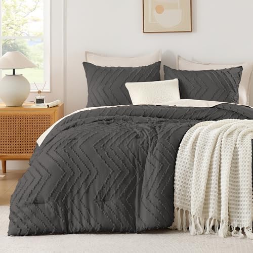 Andency Dark Grey Comforter Set Full Size, 3 Pieces Soft Bedding Set by Andency