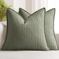 Decorative Waffle Throw Pillow Covers 20x20 Olive Green 2 Pack by Woaboy