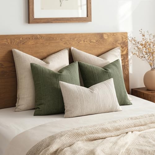 MIULEE Lumbar Striped Throw Pillow Covers 12x20 Beige 2 Pack - Image 5