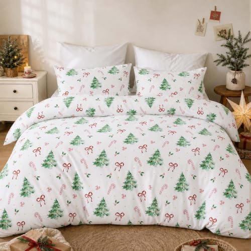 Nayoroom Christmas Comforter Set King Tree Candy Cane Holiday Bedding by Nayoroom