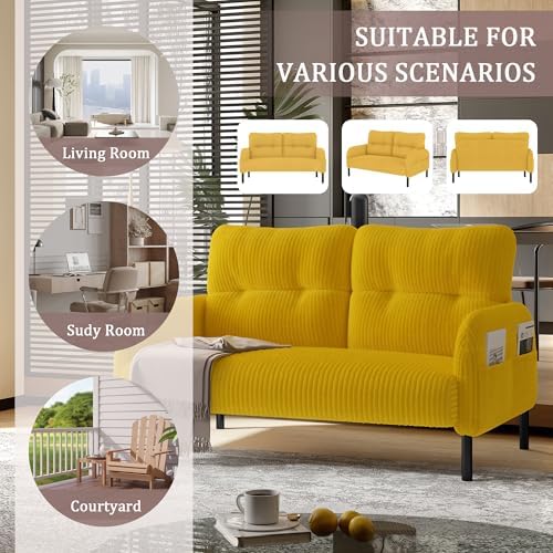 47" Corduroy Loveseat Sofa, 2 Seat Small Couch - Image 3