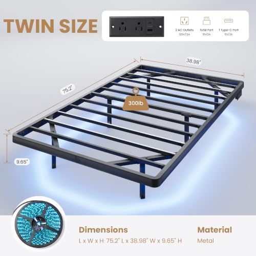 SHA CERLIN Twin Size Floating Bed Frame - Image 3