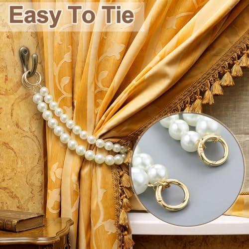 Tondiamo 2 Pack White Pearl Curtain Tiebacks Decorative Holdbacks - Image 3