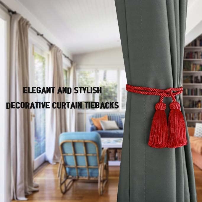 BEL AVENIR 6 Pack Handmade Rope Tassel Curtain Tiebacks - Image 5