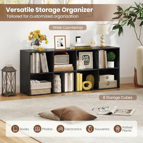 GIANTEX 8-Cube Bookcase, 3-Tier Cubby Bookshelf, Horizontal Vertical Display - Image 4