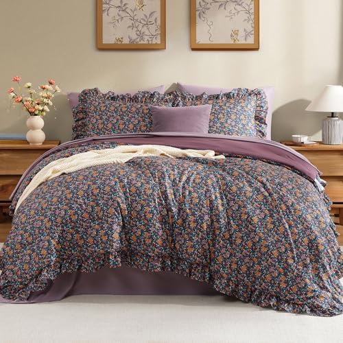 BLOOMHAVEN Queen Comforter Set-7 Pieces Floral Ruffle Bedding Set by BLOOMHAVEN