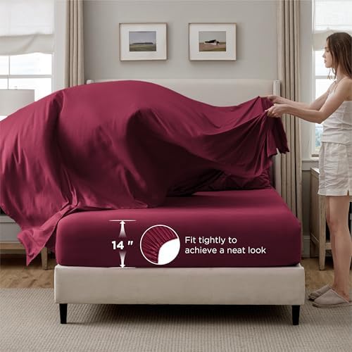 Bedsure 7-Piece Queen Comforter Set & Sheet Set, Dark Red Bed in a Bag - Image 5