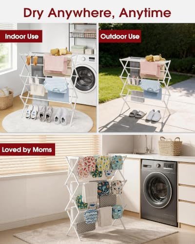 Foldable 3-Tier Clothes Drying Rack 37.4" H - Image 6