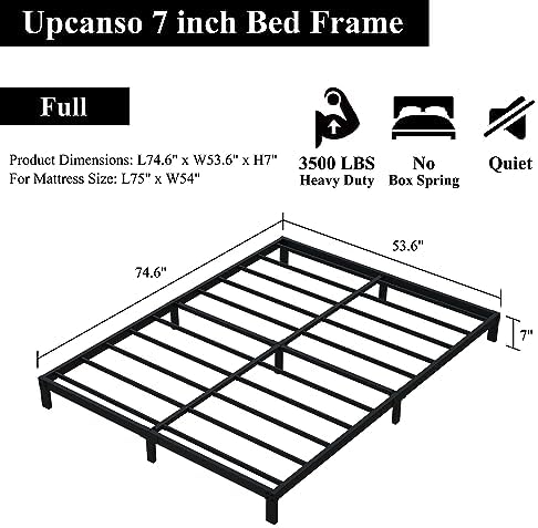 Upcanso 7 Inch Full Bed Frame, Low Profile Full Size Bed Frame - Image 3
