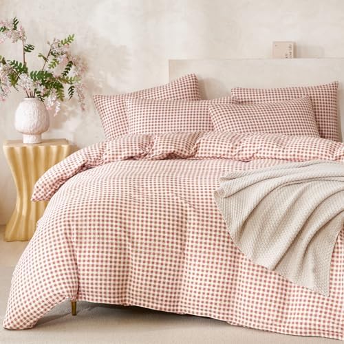 Brown Comforter King Size Set Grid 100% Soft Washed Microfiber Jacquard 3 - Image 7