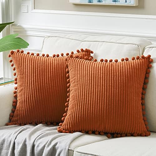 Fancy Homi 24x24 Pillow Covers, 2 Packs Rust Throw Pillow Covers by Fancy+Homi