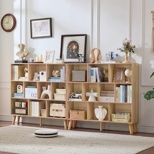 LEYAOYAO 10 Cube Bookshelf, Mid-Century Modern Bookcase - Image 4