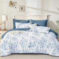 Andency Floral Comforter Full Set, 7 Pieces Blue Rose Flower Bedding Set by Andency