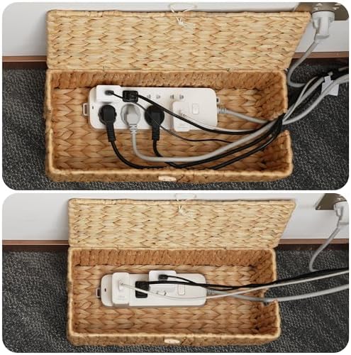 Cable Management Box with Lid, 2 Side Open Slots Storage Box to Hide Cords - Image 3
