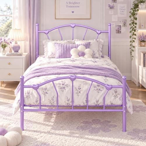 IMMERSTABLE Twin Metal Bed Frame, Heart-Shaped Platform Bed by IMMERSTABLE