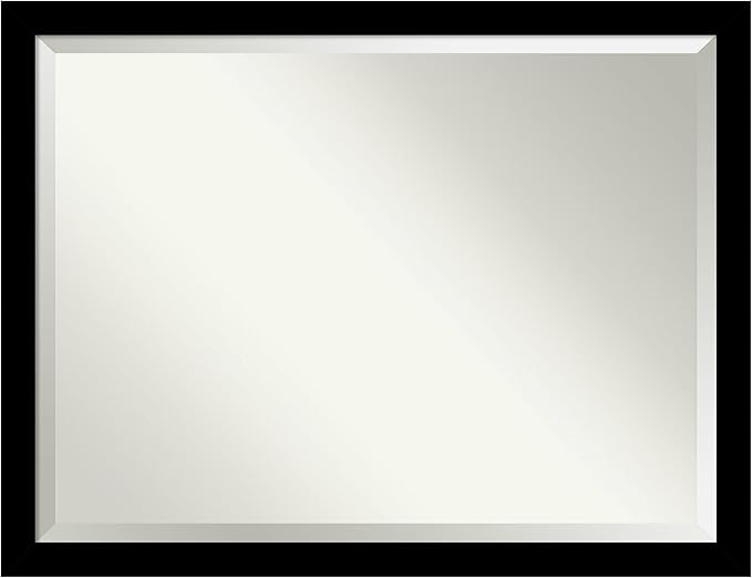 Amanti Art Black Bathroom Mirror for Over Sink, 34x44 Brushed Black Rectangle Vanity Mirror, X-Large Modern Contemporary Frame, Hangs Horizonally and Vertically, Bathroom Wall Decor, Beveled Edge