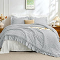 JOLLYVOGUE Light Grey Queen Comforter Set, 3 Pieces Seersucker Comforters Queen by JOLLYVOGUE