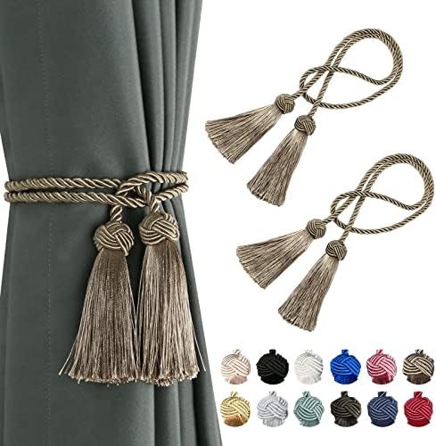 BEL AVENIR 2 Pack Handmade Rope Tassel Curtain Tiebacks by BELAVENIR