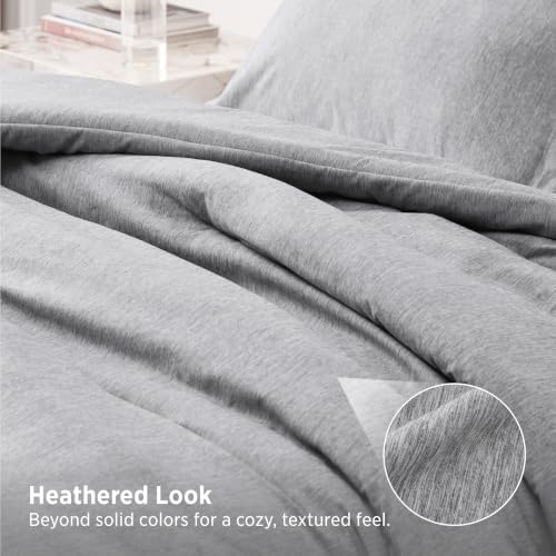Bedsure Oversized Queen Comforter Set 3Pcs, Soft Light Grey Cationic Dyed - Image 3