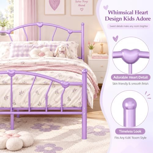 IMMERSTABLE Twin Metal Bed Frame, Heart-Shaped Platform Bed - Image 3