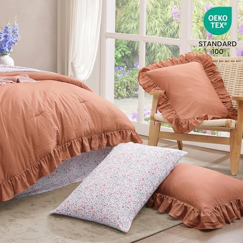 BLOOMHAVEN King Size Comforter Set-7 Pieces Ruffle Bedding Floral Sheet - Image 5