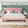 Allewie King Bed Frame, Velvet Upholstered Platform Bed by Allewie