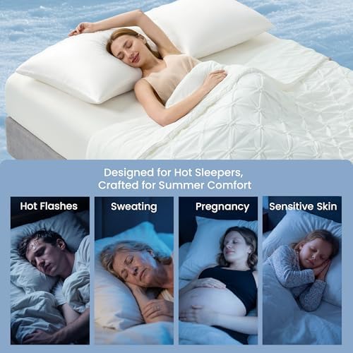 Amélie Home Pintuck Comforter for Hot Sleepers, Pearl White - Image 3