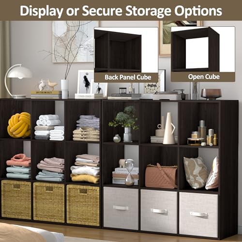 PrimeZone 9 Cube Storage Organizer, Stackable Wood Cubby Bookshelf Espresso - Image 7