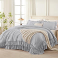 Andency Silver Gray Twin Size Ruffle Comforter Set, 2 Pieces by Andency