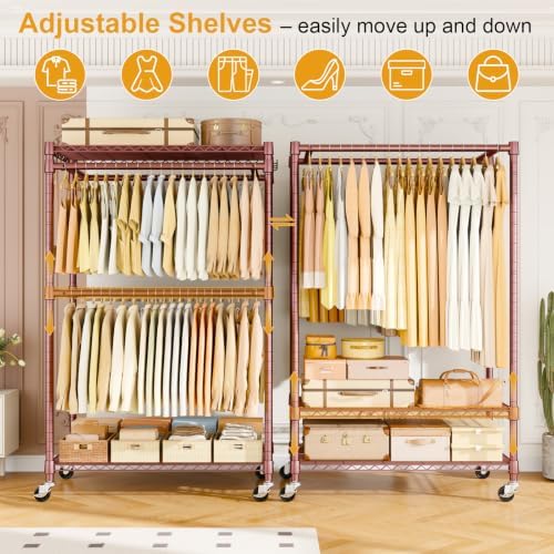 ULIFHOME Rolling Clothes Rack, Clothing Racks - Image 3